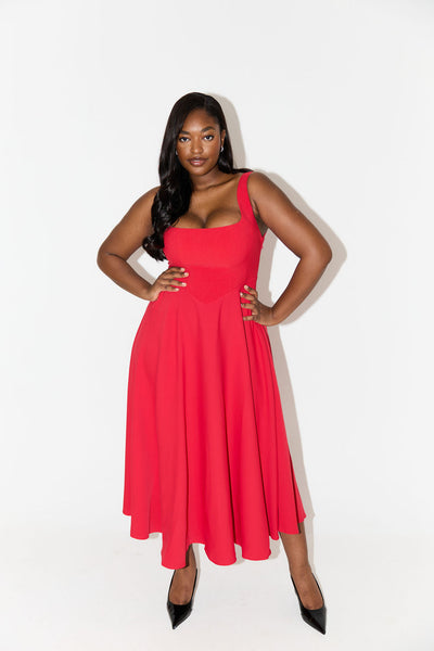 Delphine | Zeitloses fließendes Midi-Kleid